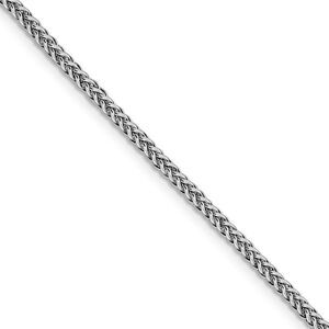 2.3mm, 14k White Gold Hollow Wheat Chain Necklace, 24 Inch